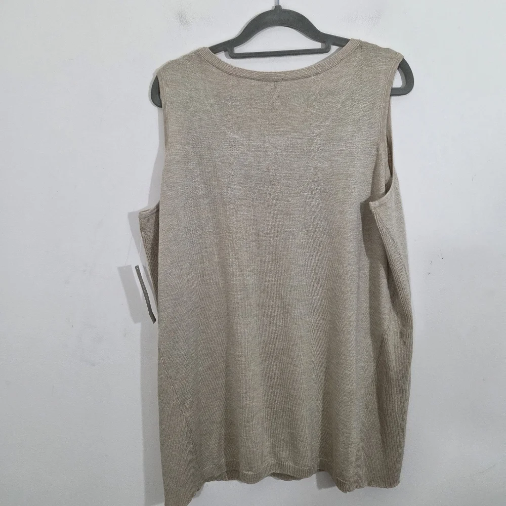 NWT Chico's Tank Sweater Rib Trim Knit Sand Beige Tan Size XL Neutral Sleeveless